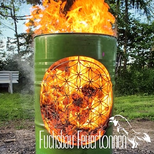 Fire barrel, flower of life, oil barrel, decoration, fire basket, fireplace