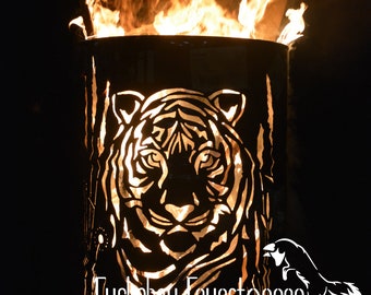 Feuertonne Tiger, Ölfass, Deko, Feuerkorb, Feuerstelle