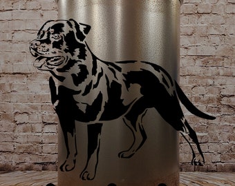 Fire barrel Rottweiler, Made of NEW 200L oil barrel, decoration, fire basket, - Special fireplace for garden and terrace