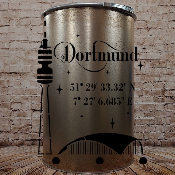 Feuertonne Dortmund, Made of NEW 200L Oil Barrel, Decoration, Fire Basket,  Special Fireplace for Garden and Terrace 