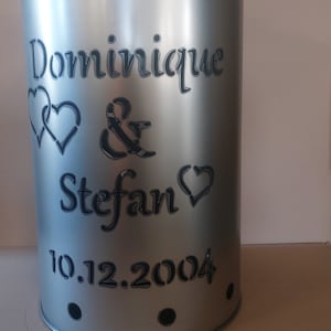 Feuertonne Hochzeit, personalisierbar, Ölfass, Deko, Feuerkorb, Feuerstelle, Gefertigt aus NEUEM 200L Ölfass Bild 5