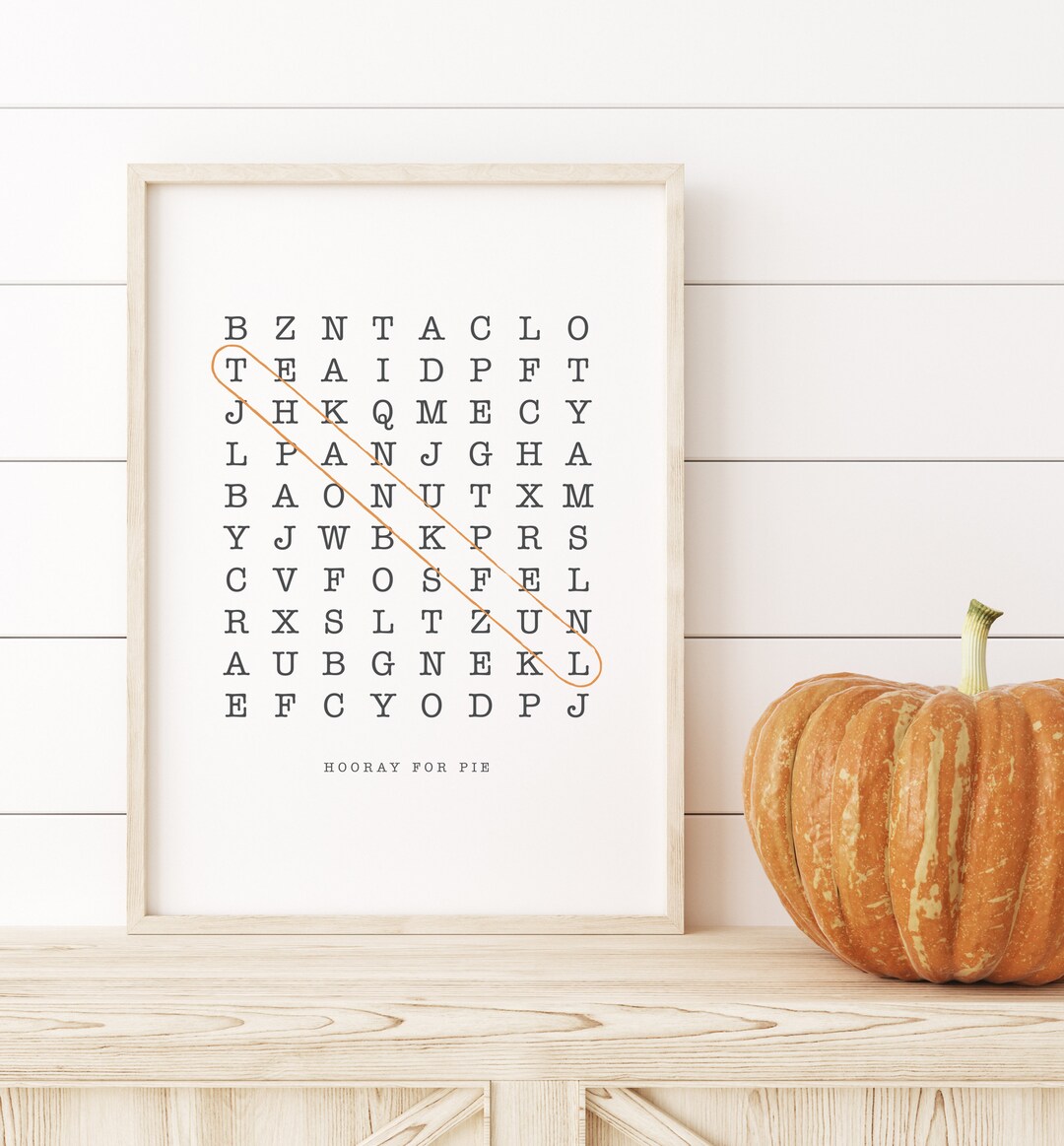 Thankful Hooray for Pie Word Search Printable Wall Art Digital - Etsy