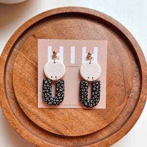 Clay earrings | boho earrings | gold plated earrings | neutral style | black earrings | dangle earrings | fall earrings