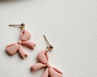 Polymer clay earrings | clay earrings | boho earrings | bridesmaids gifts | gold earrings | gifts for her | mothers day gift | bow earrings