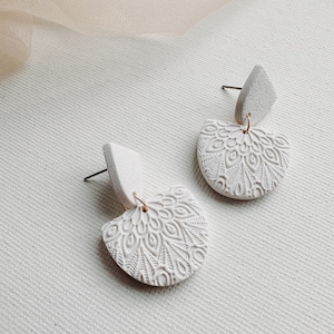 Polymer clay earrings clay earrings boho earrings neutral style gifts for her lightweight earrings boho style gold earrings image 1