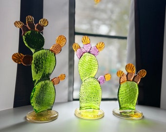 Prickly Pear Cactus Glass Sculpture