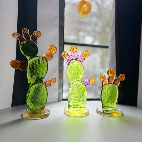 Prickly Pear Cactus Glass Sculpture Etsy