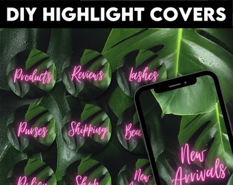 Instagram Highlight Covers, Instagram Story HIghlight Icons, Tropical Neon Pink