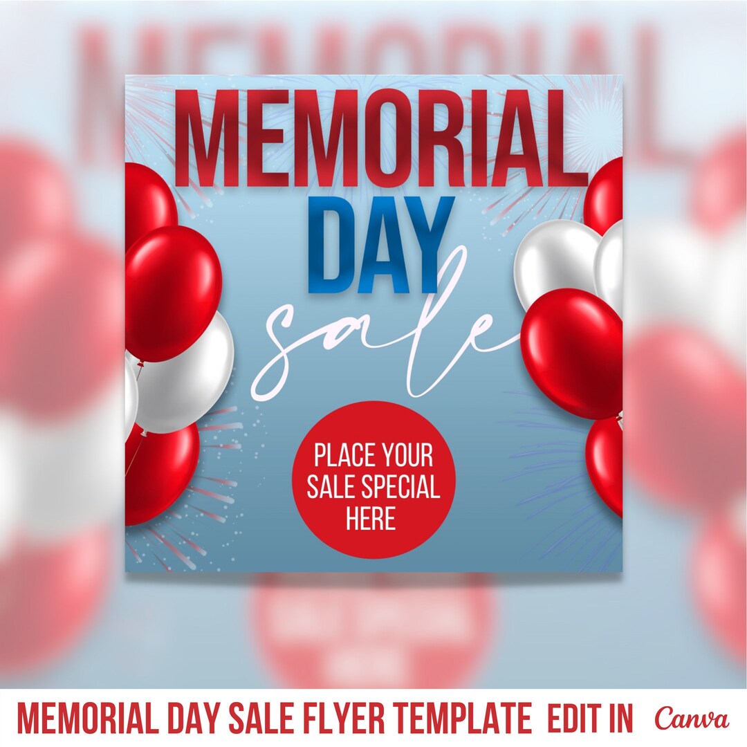 Memorial Day Flyer Sale Flyer Template Memorial Day Special - Etsy UK