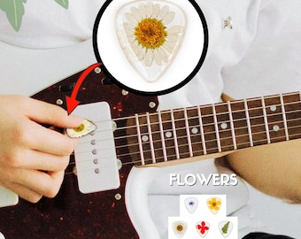 Birthday Music Gift | Flower Guitar Picks | 5-Pack | Real Flowers | Original | Guitar Gift | Guitar Gifts | Guitar Pick | Artsy