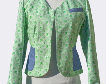 Fun. Made from Vintage fabric. Blazer. Long sleeve. Lined jacket. One of a kind. S.