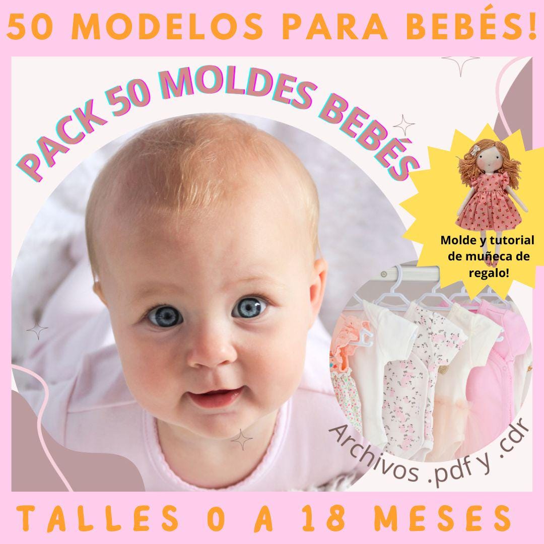 50 sewing patterns for babies (bodysuits, rompers, T-shirts, trousers, shorts, dungarees, pyjamas, joggers, T-shirts, hats, etc.)