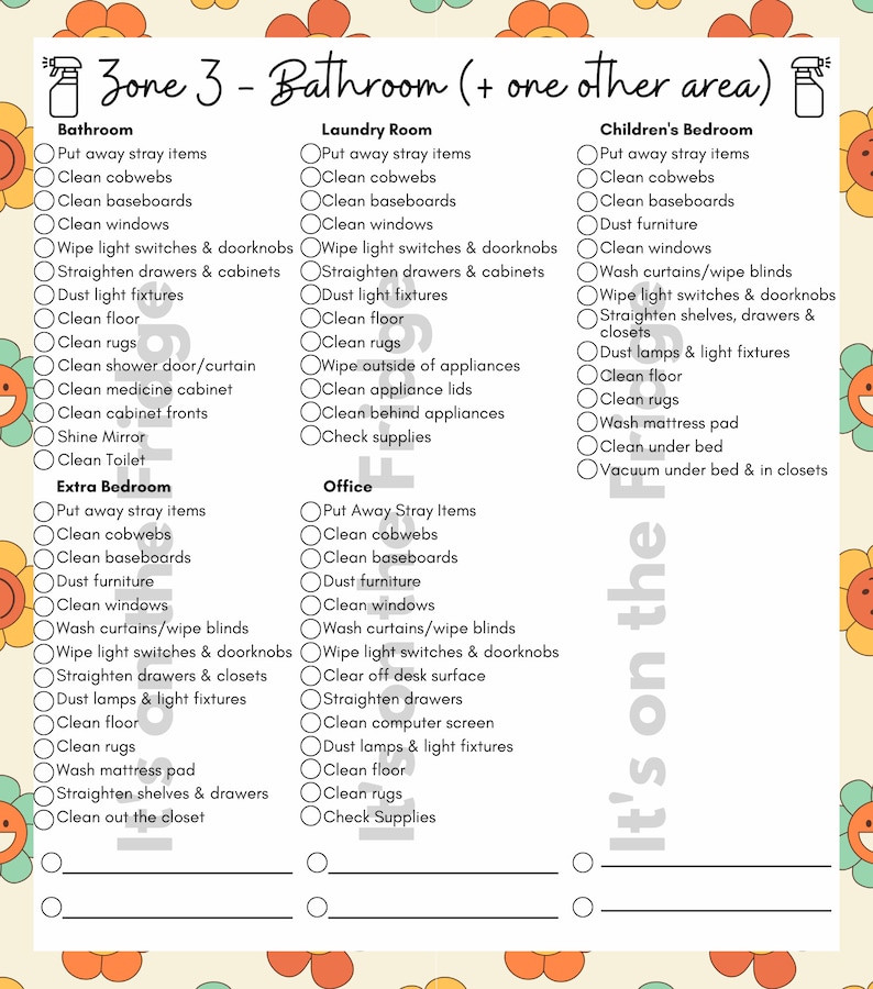 Printable Flylady Control Journal, Fly Lady Planner, Zone Cleaning ...