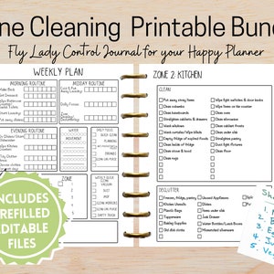 Printable Fly lady Control Journal, Happy Planner, Zone Cleaning Schedule, Daily Routine, Organization Printable, Cleaning Planner