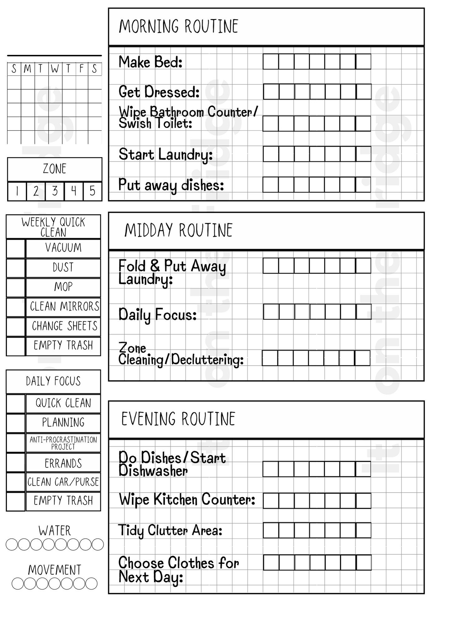 Printable Flylady Control Journal Fly Lady Planner Zone Etsy