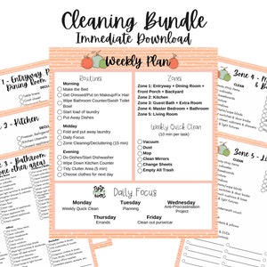 Printable Cleaning Checklist, Fly Lady Planner, Zone Cleaning Schedule, Daily Routine, Organization Printable, Cleaning Planner