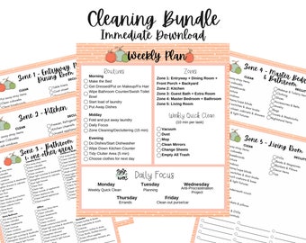 Printable Cleaning Checklist, Fly Lady Planner, Zone Cleaning Schedule, Daily Routine, Organization Printable, Cleaning Planner