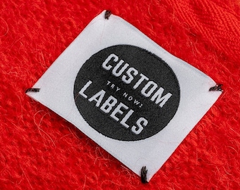 Grote op maat geweven kledinglabels met logo / kunstwerk / ontwerp tot 8 kleuren, stoflabels, naailabels, breilabels, quiltlabels