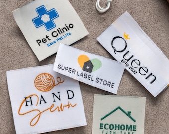 200 Custom Woven Clothing Labels with Logo/Artwork/Design Up To 8 Colors, Iron-On Labels, Knitting Labels, Damask Woven Labels