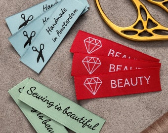 Custom Woven Clothing Labels with Logo (only) Up to 2 Colors, Personalized Clothing Name Labels, Sewing Tags, Custom Fabric Tags