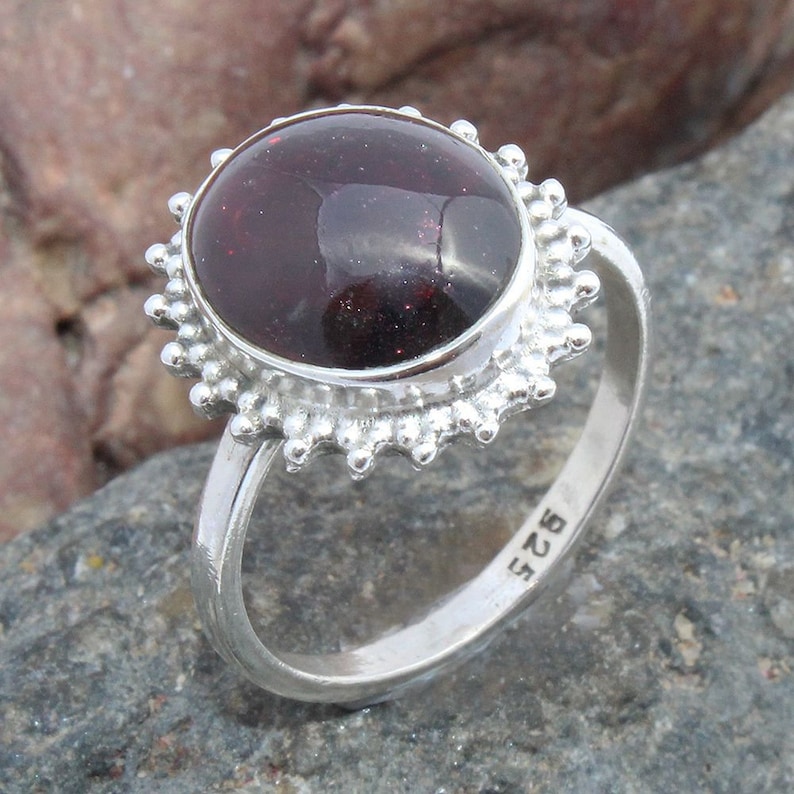 Natural Garnet Ring,Handmade Silver Ring,925 Sterling Silver Ring,Designer Oval Garnet Ring,Anniversary Ring,NitinSilverArt