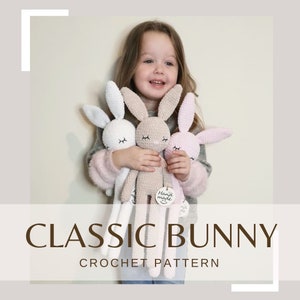 Crochet Bunny Pattern. Classic long legged Bunny Toy. Amigurumi Rabbit Tutorial. PDF Digital file.