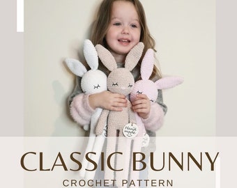 Crochet Bunny Pattern. Classic long legged Bunny Toy. Amigurumi Rabbit Tutorial. PDF Digital file.