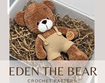 Crochet teddy Bear Pattern. Eden the Bear. Amigurumi Teddy Bear Tutorial. PDF Digital file.