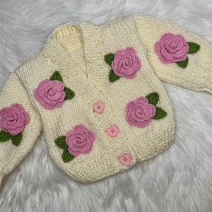 Baby girl cardigan with roses