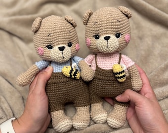 Handmade teddy bear crochet toy baby gift