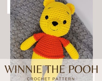 Crochet Winnie the Pooh toy pattern amigurumi teddy bear beginner friendly DIY PDF digital file