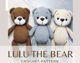 Crochet Bear Pattern. Lulu the Bear. Amigurumi Teddy Bear Tutorial. PDF Digital file.