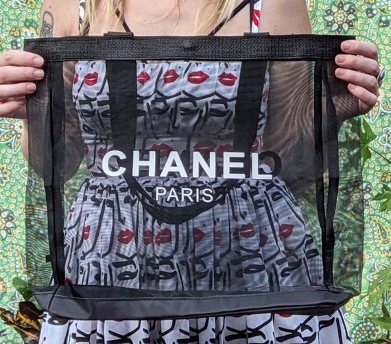 Black Mesh Vip Gift Beach Bag Nwt / new chanel vip