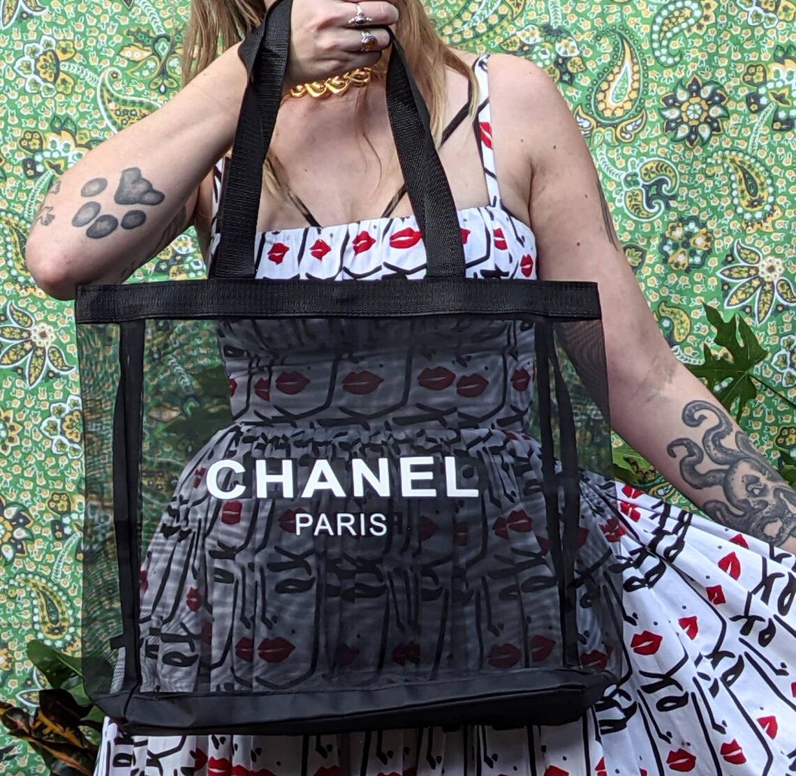 Black Mesh Vip Gift Beach Bag Nwt / new chanel vip tote / Etsy