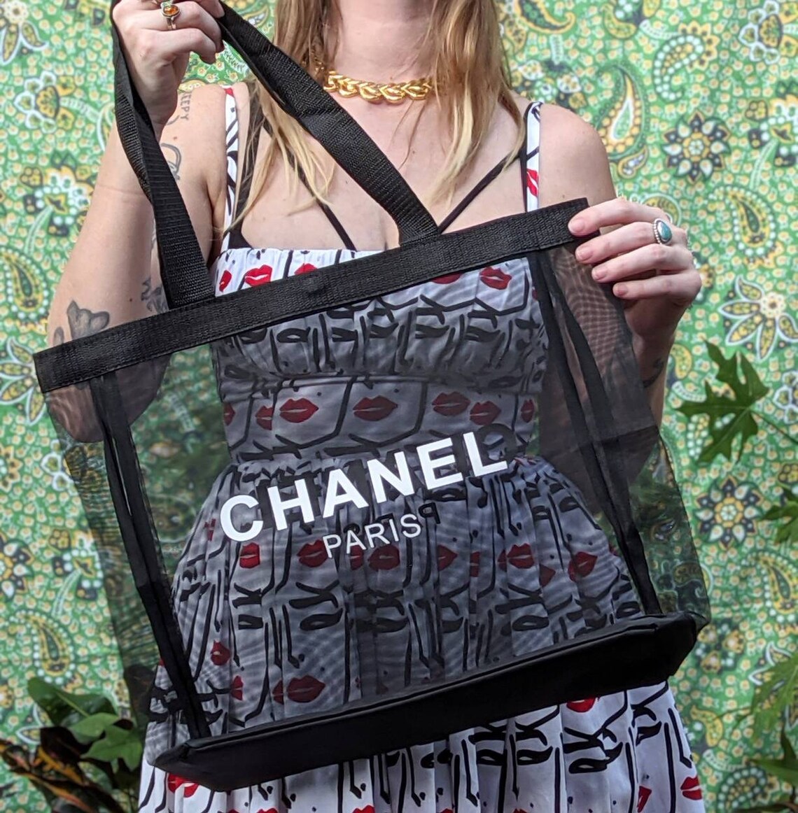 Black Mesh Vip Gift Beach Bag Nwt / new chanel vip tote / Etsy