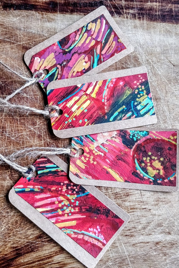 Pack of 4 Large Hand Painted Gift Tags Etsy