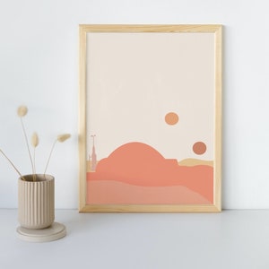 Star Wars Tatooine Print, Star Wars Christmas Gift, Tatooine Poster, A New Hope, Star Wars Wall Art, Minimal Boho Star Wars, Mandalorian