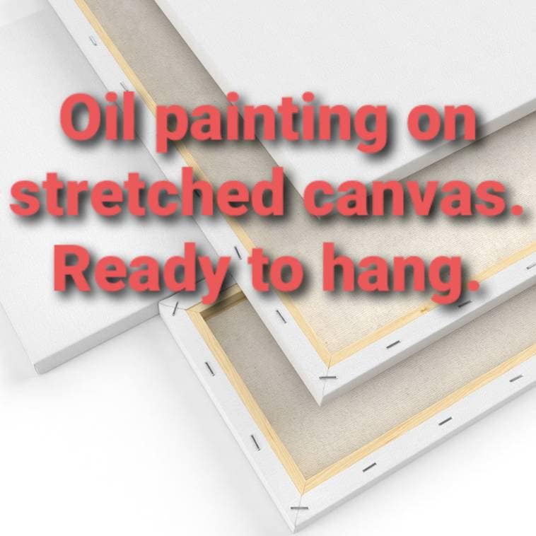 家の絵画、レンガ造りの家の油絵、空の絵画、キャンバスに描かれた