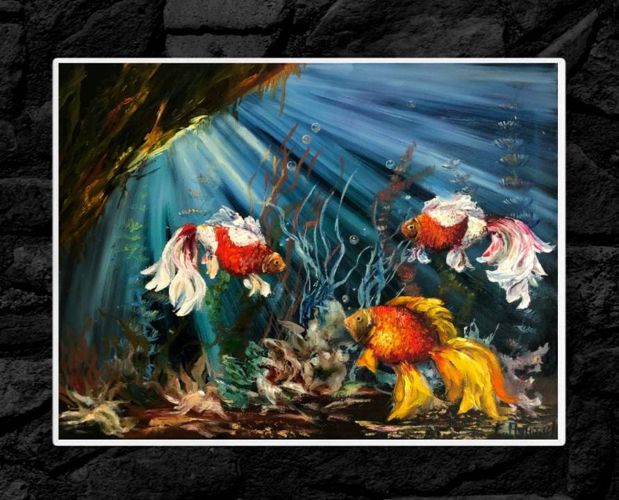 Papier Peint 3D Poisson Et Algues - Déco Murale Originale Et Colorée
