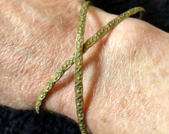 Two Vintage Gold Stacking Bracelet Bangles