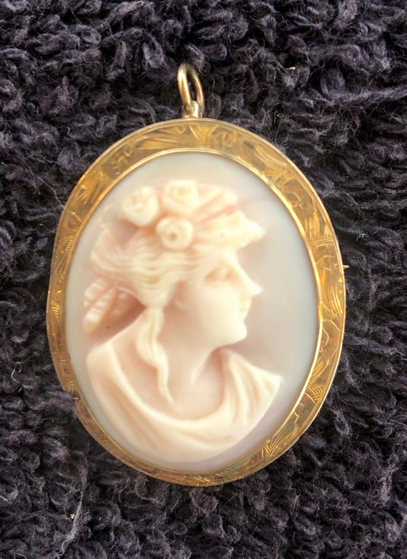 Victorian Gold and Shell Cameo Pin/Pendant