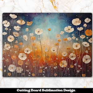 Flower Cutting Board Sublimation Design, Floral Chopping Board Png, Fall Cutting Board Png, Daisy Cutting Board, Kitchen Sublimation Design