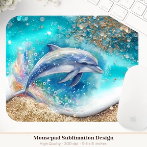 Delphin Mousepad Png, Strand Mauspad Sublimations-Designs, Delphin Sublimation, Strand Mousepad Png, Strandwellen Maus Pad, Ozean Maus Pad
