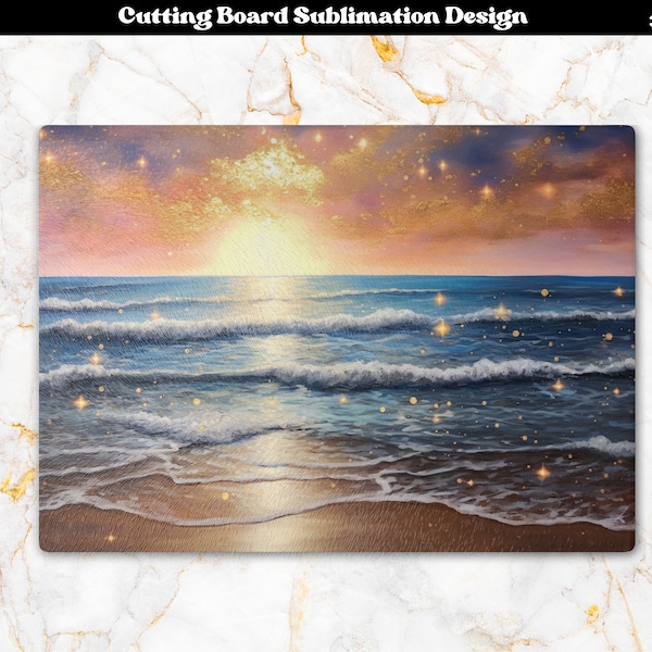 Ocean Cutting Board Sublimation Design, Chopping Board Png, Beach Sublimation, Glass Cutting Board Png, Kitchen Sublimation Designs