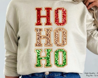 Faux Sequin Christmas Sublimation Design, Ho Ho Ho Png, Glitter Christmas Png, Christmas Sequin Png, Sparkle Christmas Santa Sublimation Png