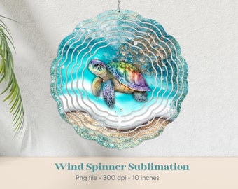 Sea Turtle Wind Spinner Png, Sea Turtle Sublimation, Ocean Wind Spinner, Beach Wind Spinner Png, Wind Spinner Sublimation Designs Ocean PNG