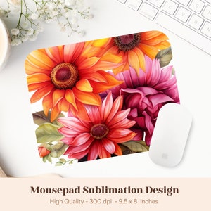 Sunflower Mousepad Png, Sunflower Mouse Pad Sublimation Designs, Fall Mousepad Png, floral Mousepad Png, Autumn Flower Mousepad Sublimation