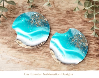 Beach Coaster Sublimation, Beach Car Coaster Sublimation Design, Ocean Coasters, Ocean Car Coasters, Summer Car Coasters, Tropical Coasters