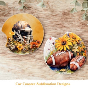 Football Car Coaster Png, Football Sublimation Designs, Football Coaster Png, Fall Car Coaster Png, Fall Coaster Sublimation, Sports Coaster