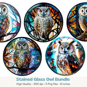 Stained Glass Png, Owl Wind Spinner Bundle, Owl Sublimation, Round Sign Sublimation, Owl Images Sublimation, Owl Designs for Sublimaiton